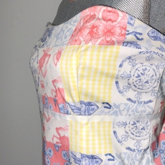 KAELE Smith Designs Pastel Beach Print Strapless Back Tie Sundress Size Large - Picture 4 of 6